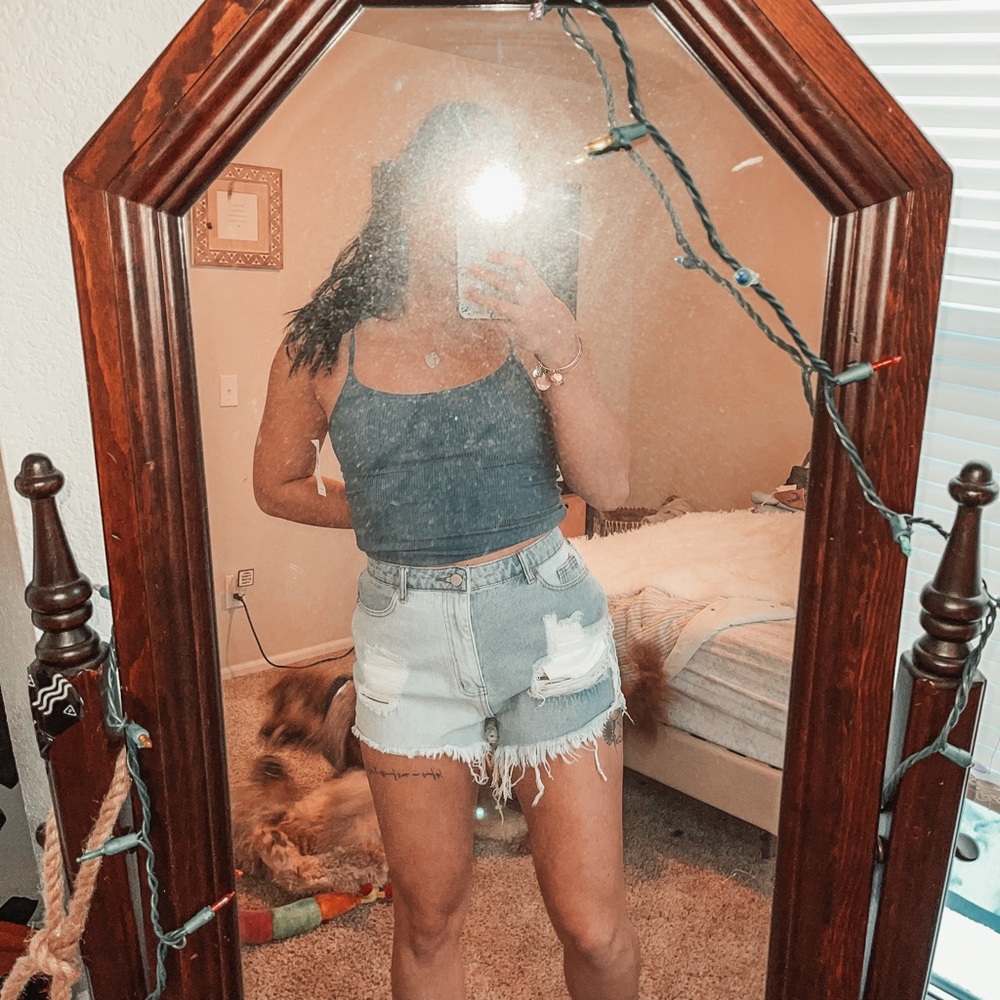 multi denim shorts